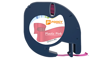Foogy Muadil Dymo Letratag Plastik Şerit Etiket Pembe 12 mm x 4 mt